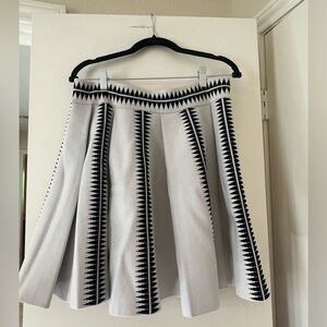 Express Black and White Geometric A-Line Skirt